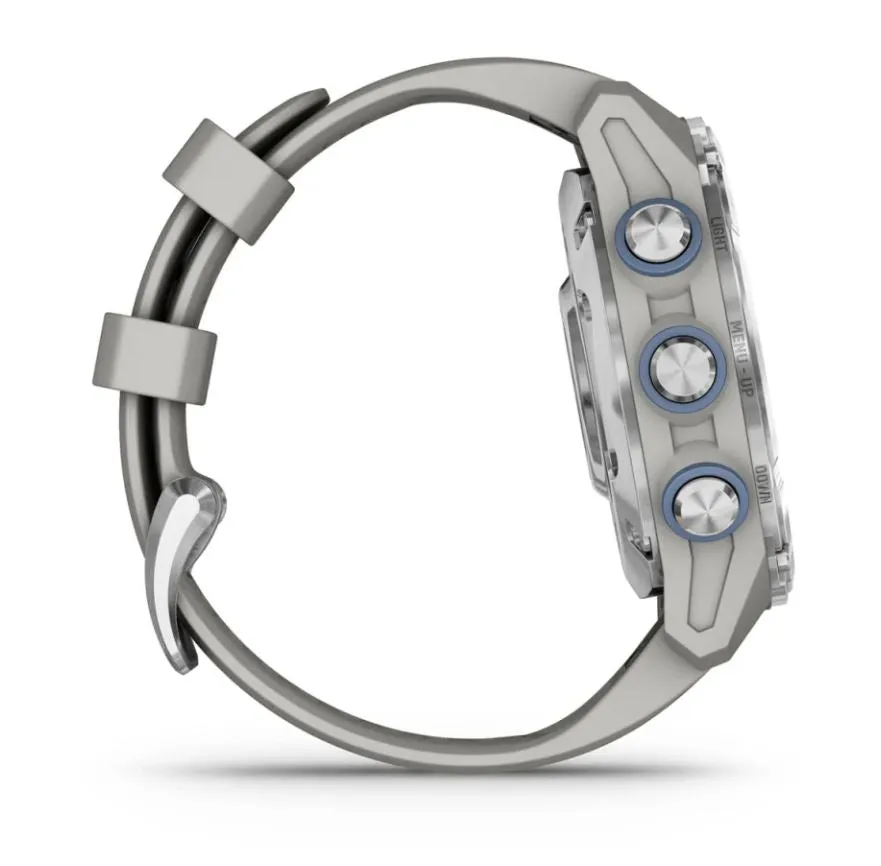 Garmin Descent Mk3 – 43 mm Stainless Steel with Fog Gray Silicone Band
