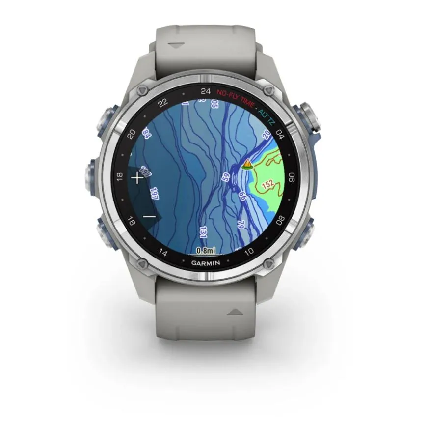 Garmin Descent Mk3 – 43 mm Stainless Steel with Fog Gray Silicone Band