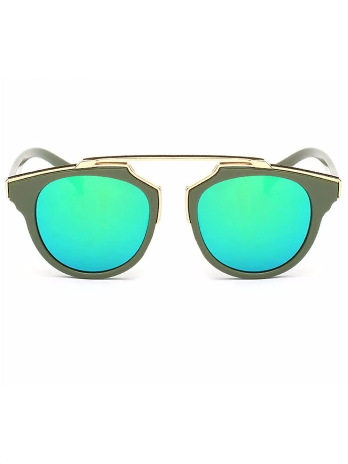 Girls Round Aviator Sunglasses with Gold Detail