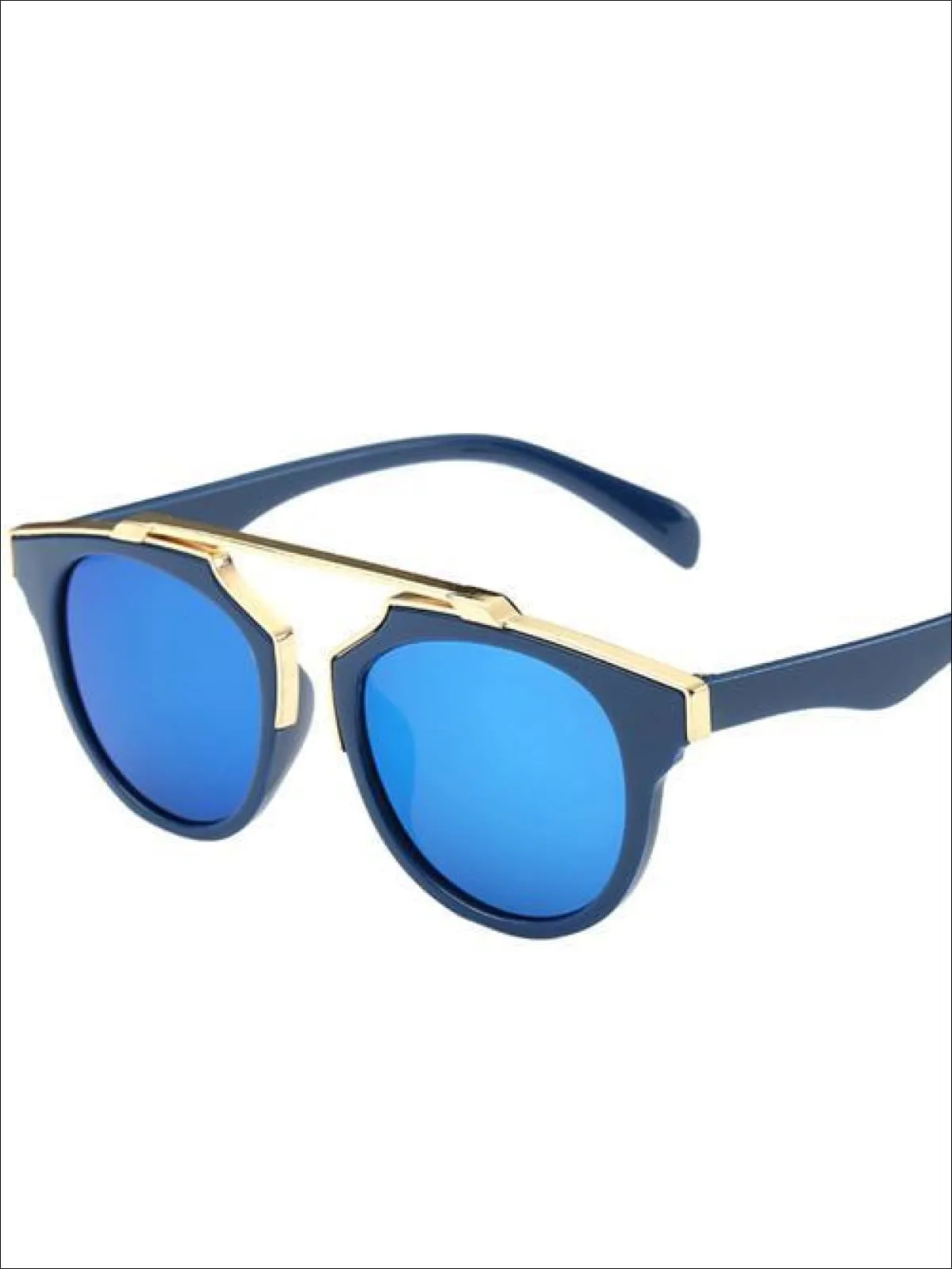 Girls Round Aviator Sunglasses with Gold Detail