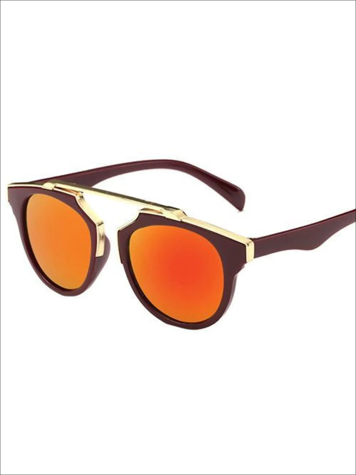 Girls Round Aviator Sunglasses with Gold Detail