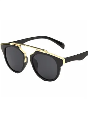 Girls Round Aviator Sunglasses with Gold Detail