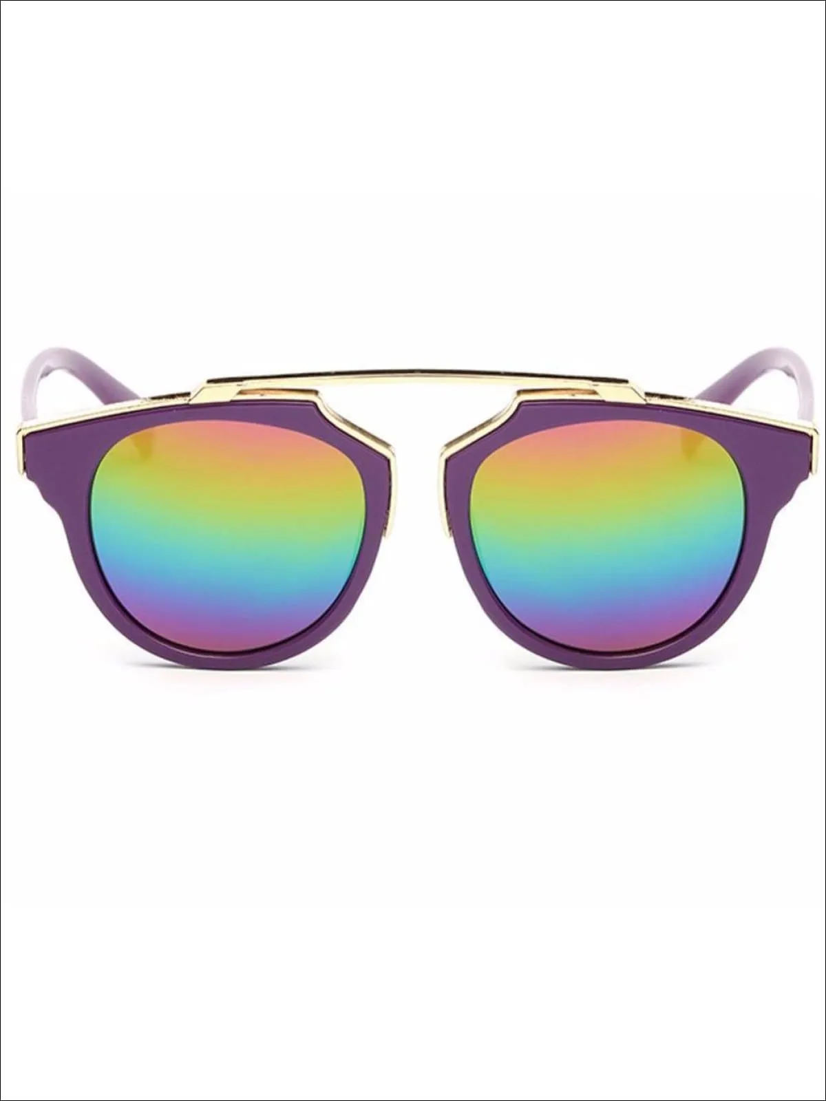 Girls Round Aviator Sunglasses with Gold Detail