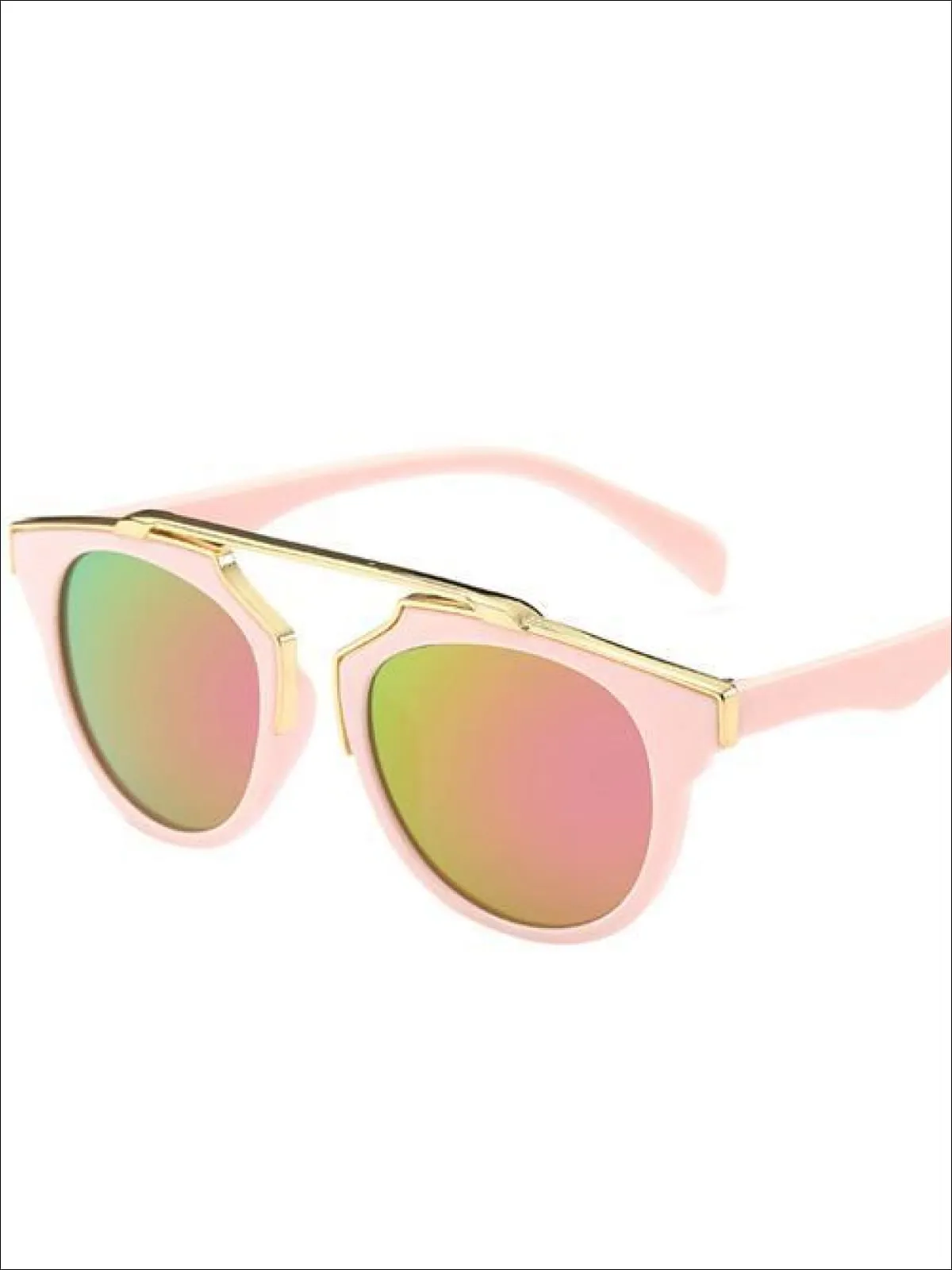 Girls Round Aviator Sunglasses with Gold Detail