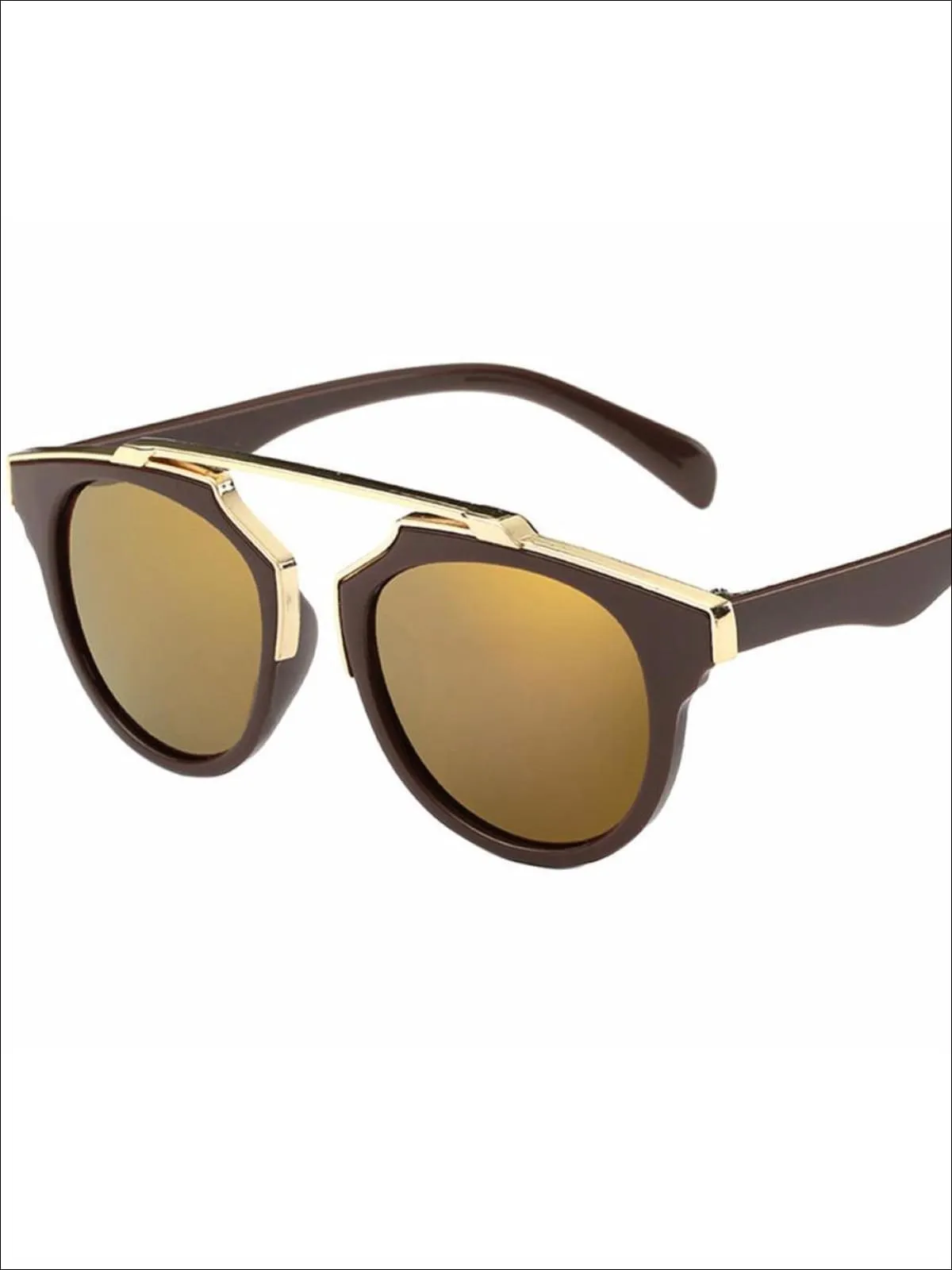Girls Round Aviator Sunglasses with Gold Detail