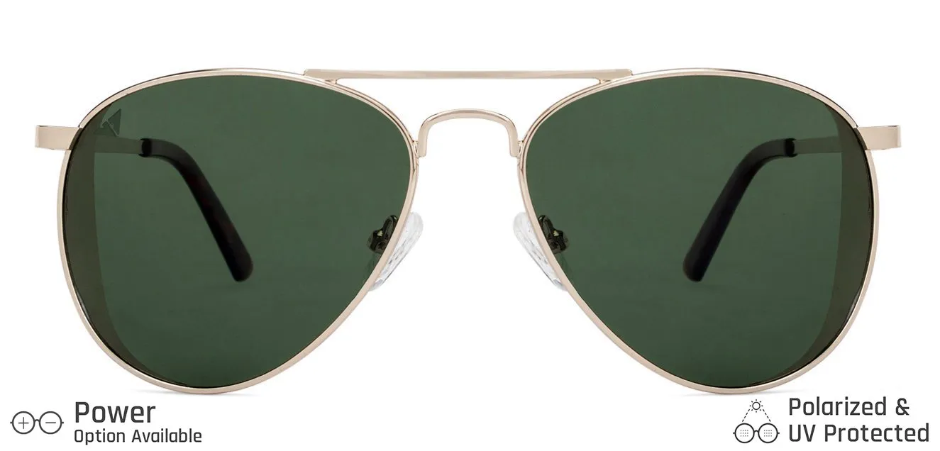 Gold Aviator Full Rim Unisex Sunglasses by Vincent Chase Polarized-130076
