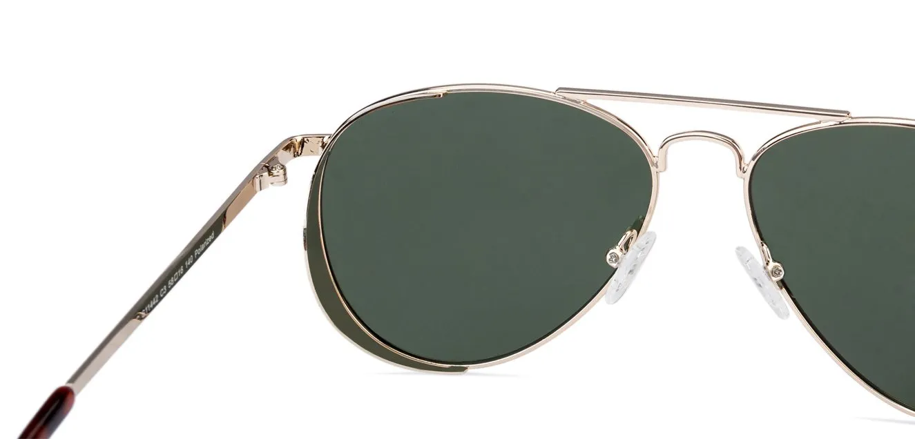 Gold Aviator Full Rim Unisex Sunglasses by Vincent Chase Polarized-130076