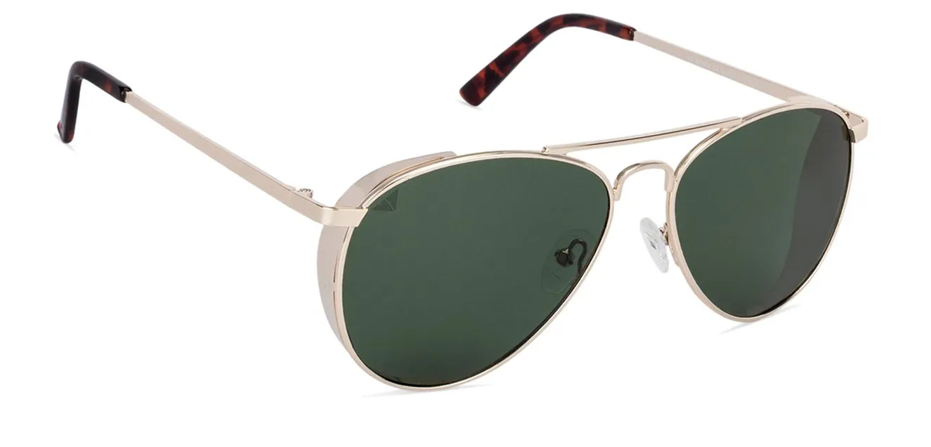 Gold Aviator Full Rim Unisex Sunglasses by Vincent Chase Polarized-130076