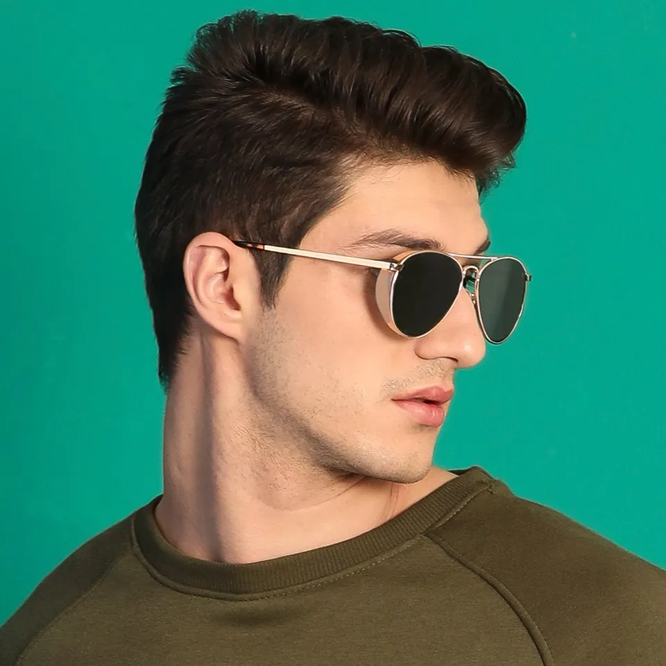 Gold Aviator Full Rim Unisex Sunglasses by Vincent Chase Polarized-130076