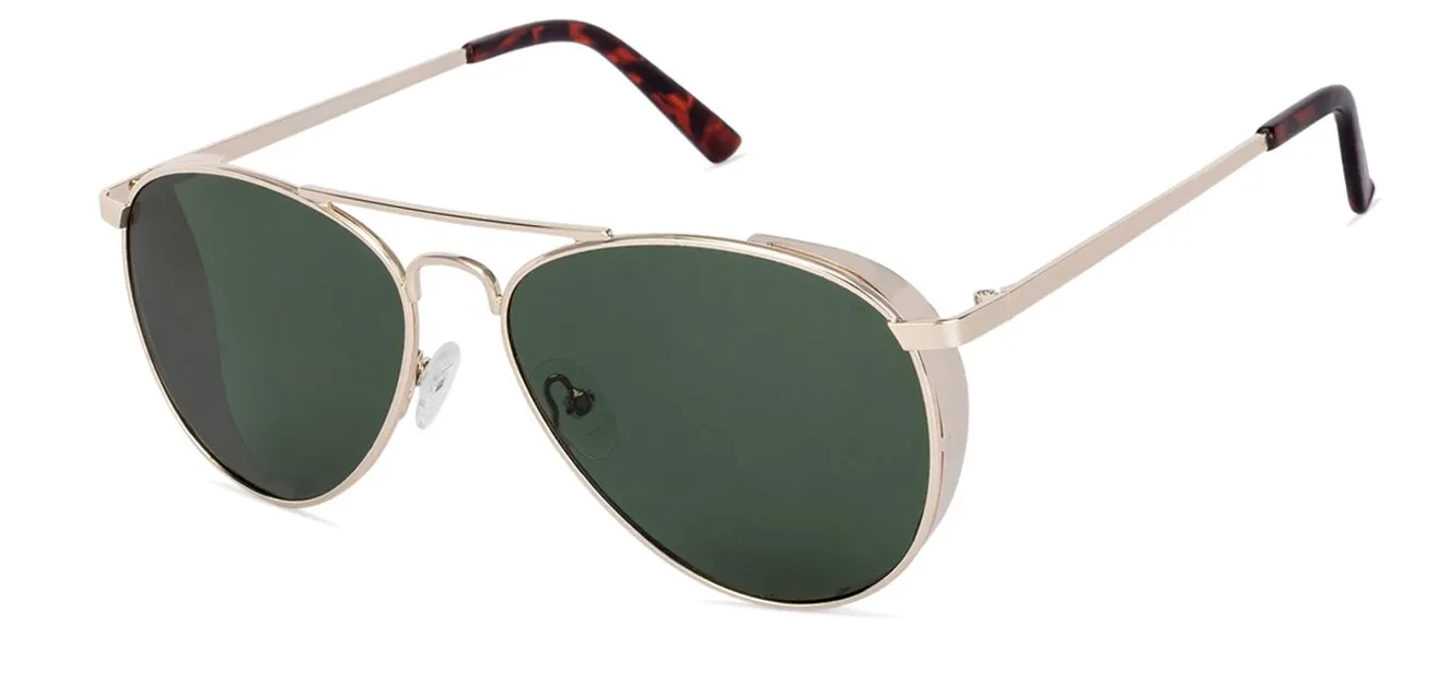 Gold Aviator Full Rim Unisex Sunglasses by Vincent Chase Polarized-130076