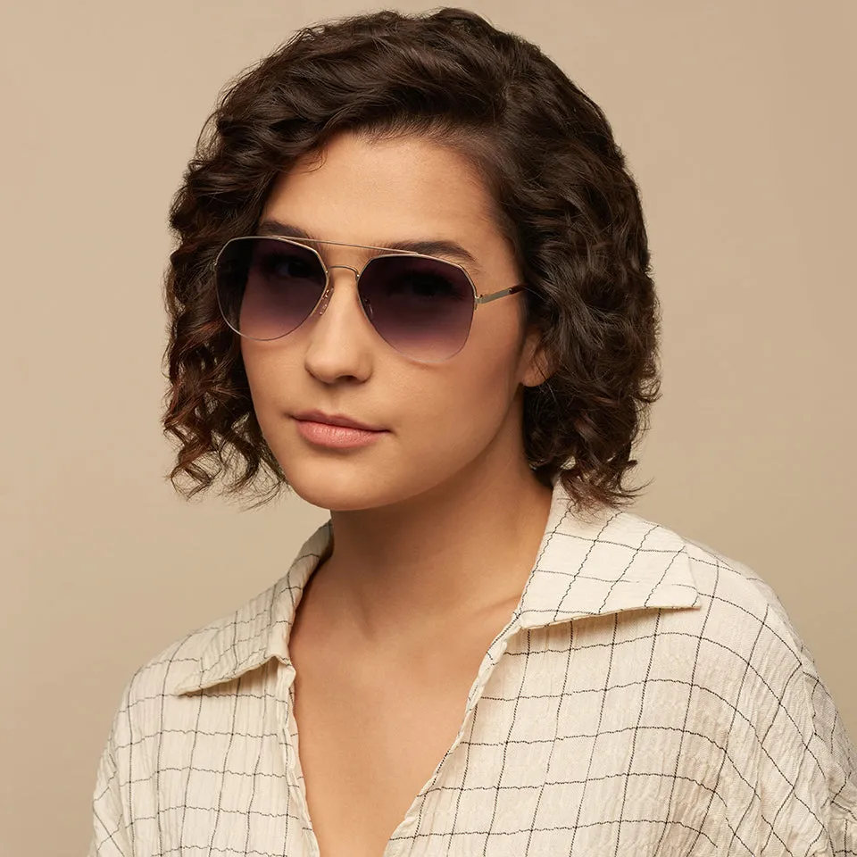 Gold Aviator Half Rim Wide Unisex Sunglasses by Vincent Chase-146199