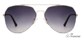 Gold Aviator Half Rim Wide Unisex Sunglasses by Vincent Chase-146199