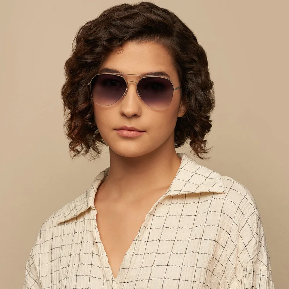Gold Aviator Half Rim Wide Unisex Sunglasses by Vincent Chase-146199