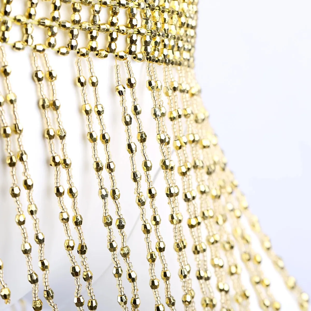 Great Gatsby 1920's Flapper Cleopatra Beaded Headdress Cap Fancy Dress - Gold (Style 28)