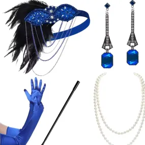 Great Gatsby 1920's Flapper Feather Costume Accessories 5pcs Set - Style 11