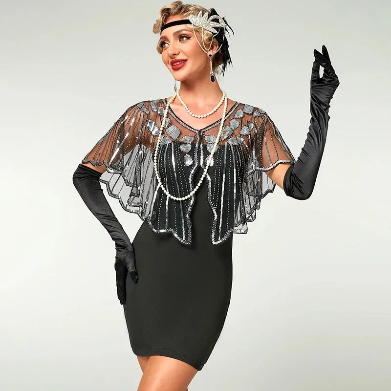 Great Gatsby 1920's Flapper Feather Headdress Fancy Dress - Silver and Black (Style 18)