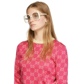Gucci Off White Oversized Circular Sunglasses