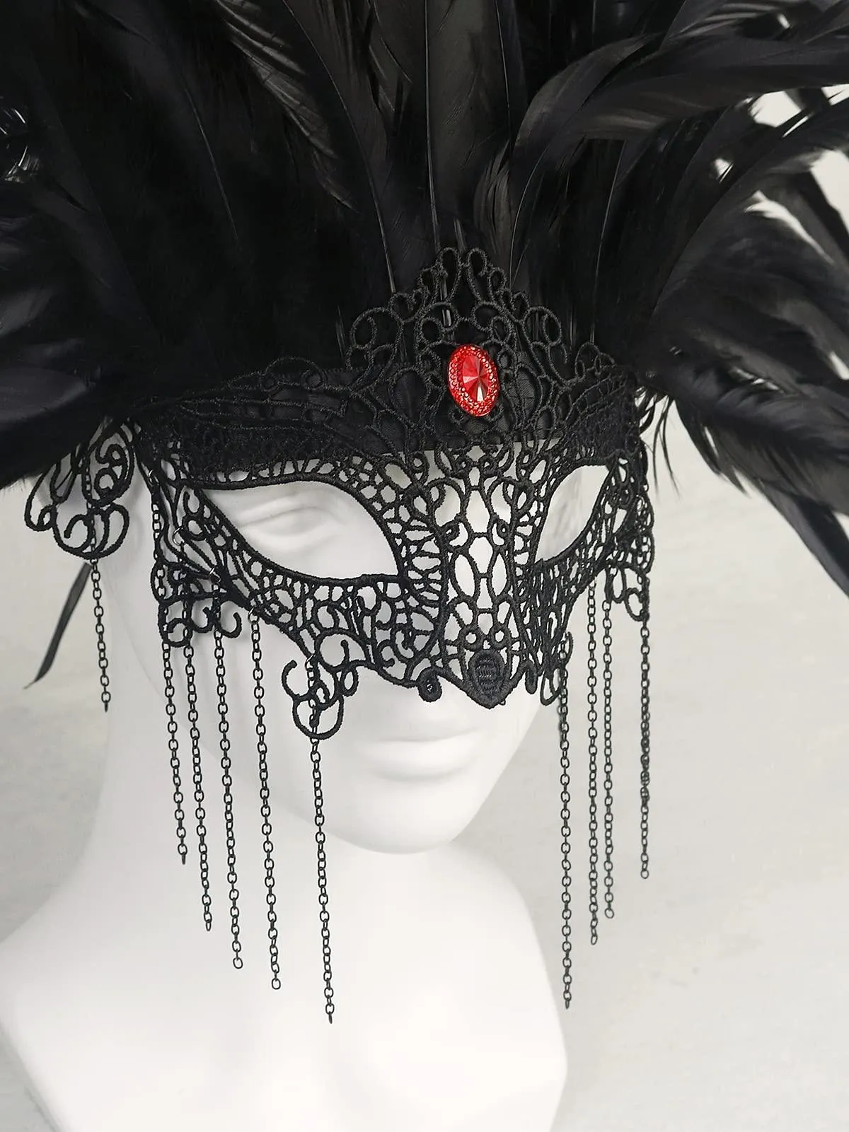HOMELEX Masquerade Mask for Women with Feathers Halloween Mardi Gras Cosplay Party Costume (Black-3)