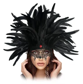 HOMELEX Masquerade Mask for Women with Feathers Halloween Mardi Gras Cosplay Party Costume (Black-3)