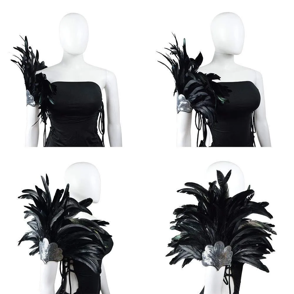 HOMELEX Women's Black Feather Headpiece Carnival Caribbean Headdress Showgirl Accessories