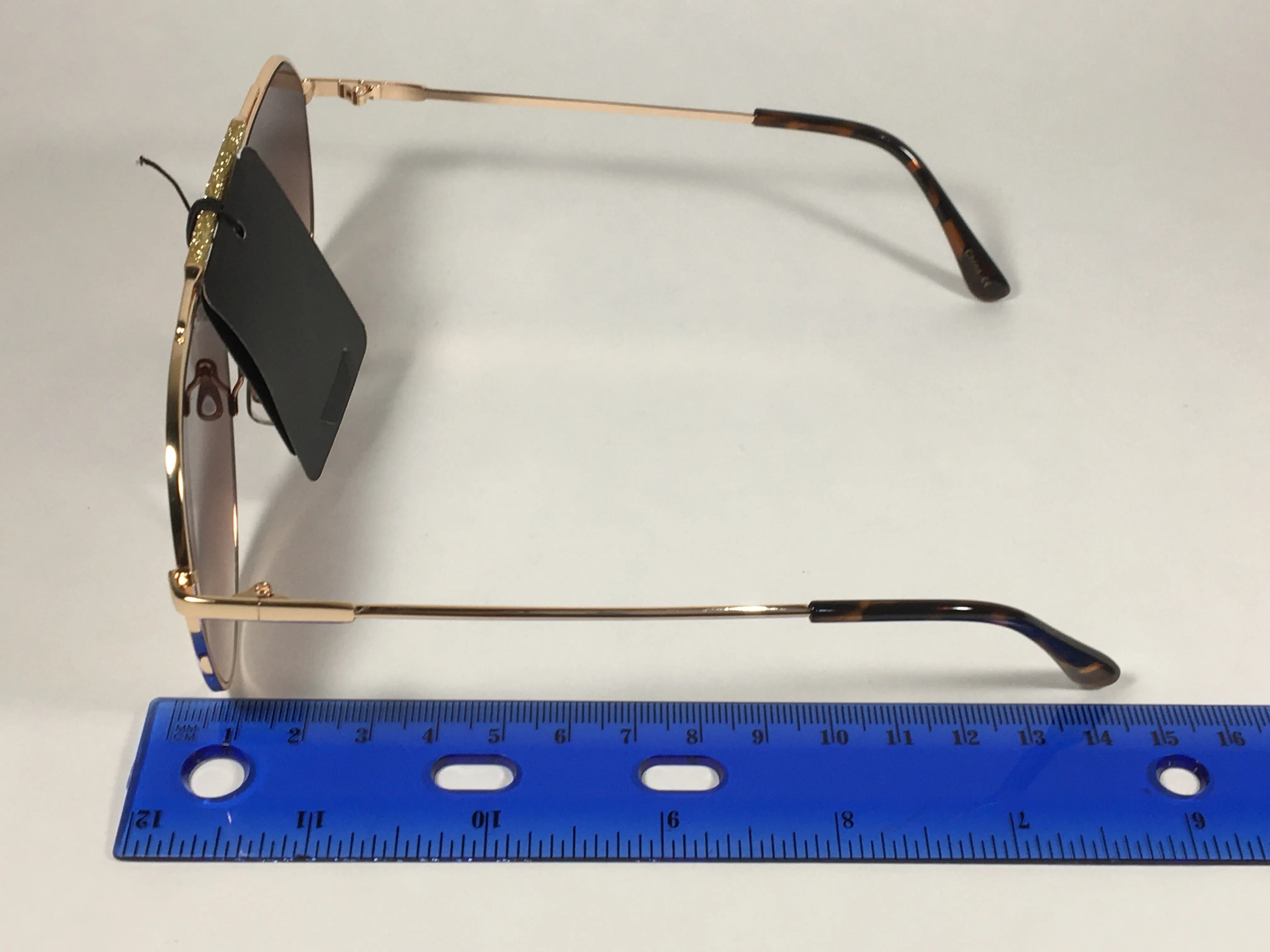 JL By Judith Leiber Lotus Aviator Sunglasses Gold Brown Frame Gold Bar Brown Gradient Lens