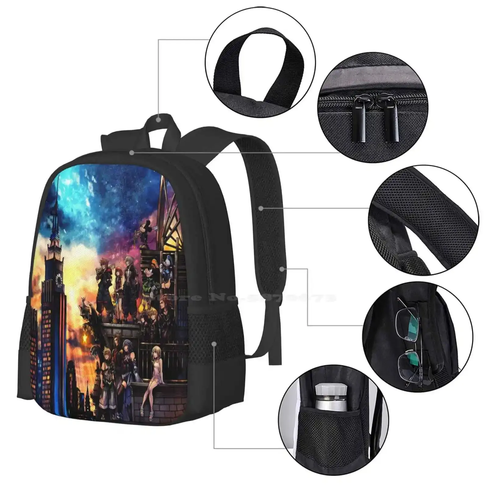 Kingdom Hearts 3 Cover Backpacks For School Teenagers Girls Travel Bags Kingdom Hearts Gamer Video Games