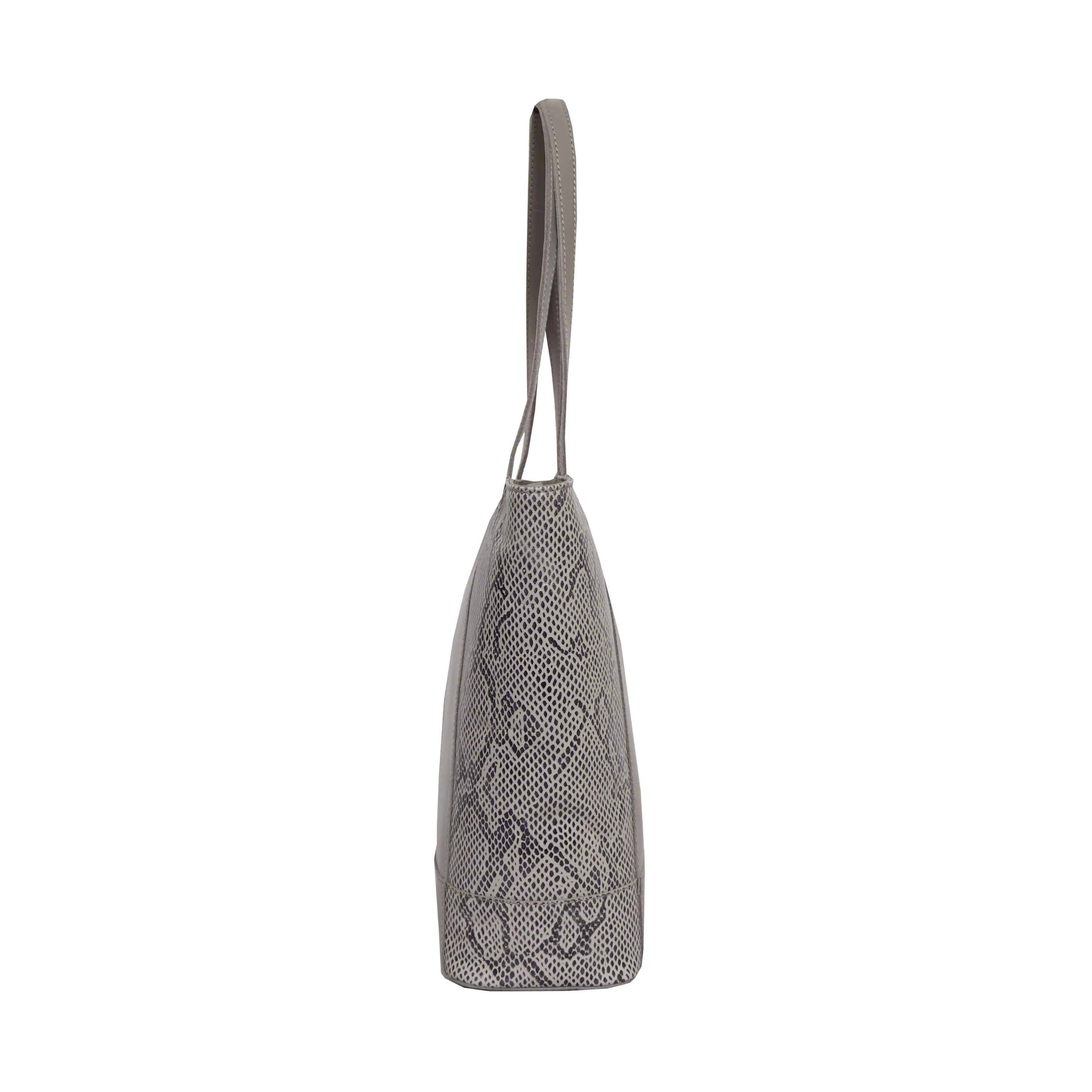 'Klara' Grey Animal Snake Print Real Leather Designer Tote Bag