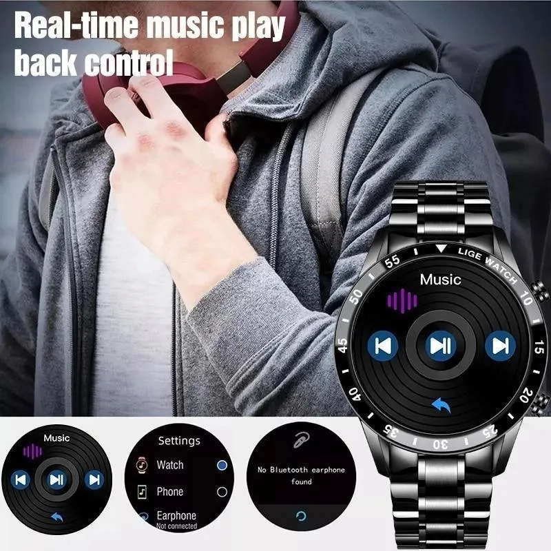 Latest Gifts for Men - Touch Screen Steel Band Luxury Bluetooth Smart Waterproof Sport Activity fitness Watches
