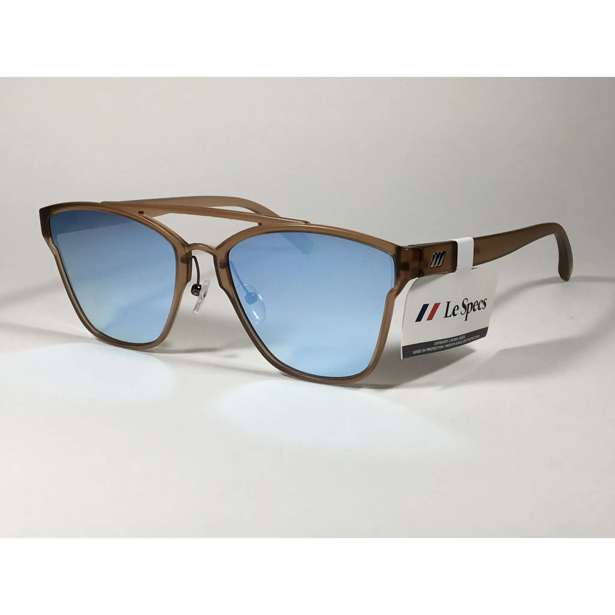 Le Specs Herstory Aviator Sunglasses Matte Ginger Frame Light Blue Mirror Lens LSP1802153