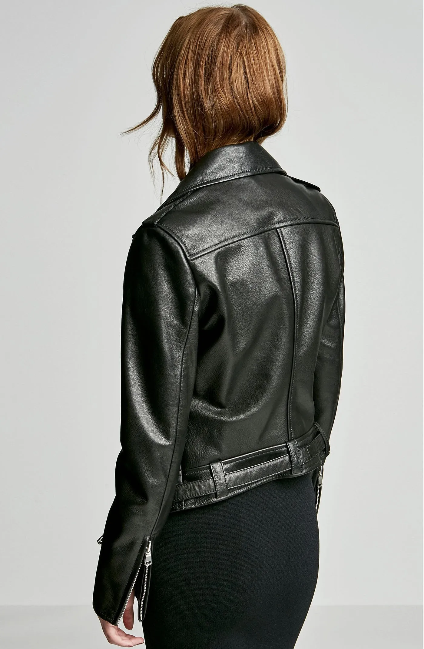 LEATHER BUCKLE BIKER JACKET