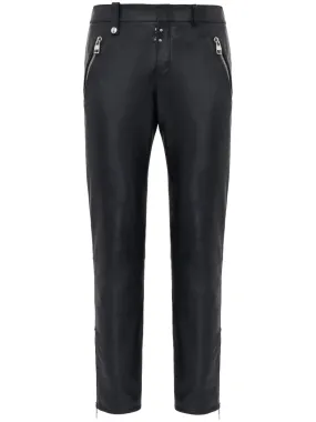 Leather Cropped Slim-Fit Trousers