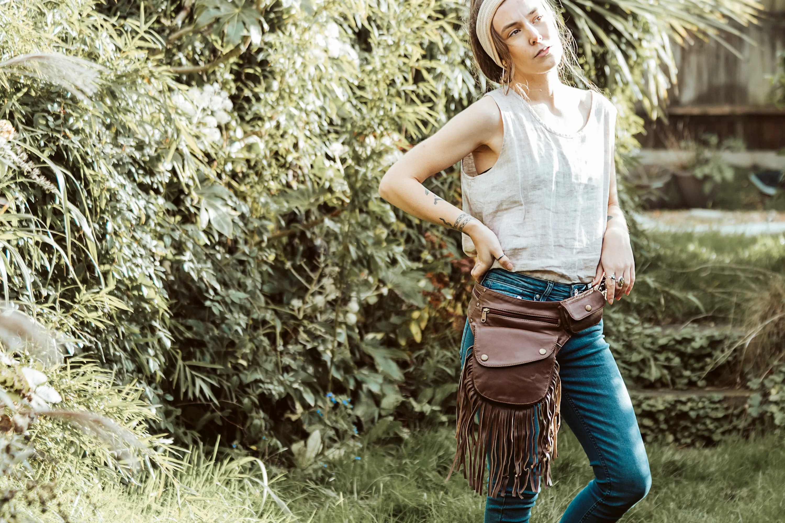 Leather Tassel Belt - Cinnamon