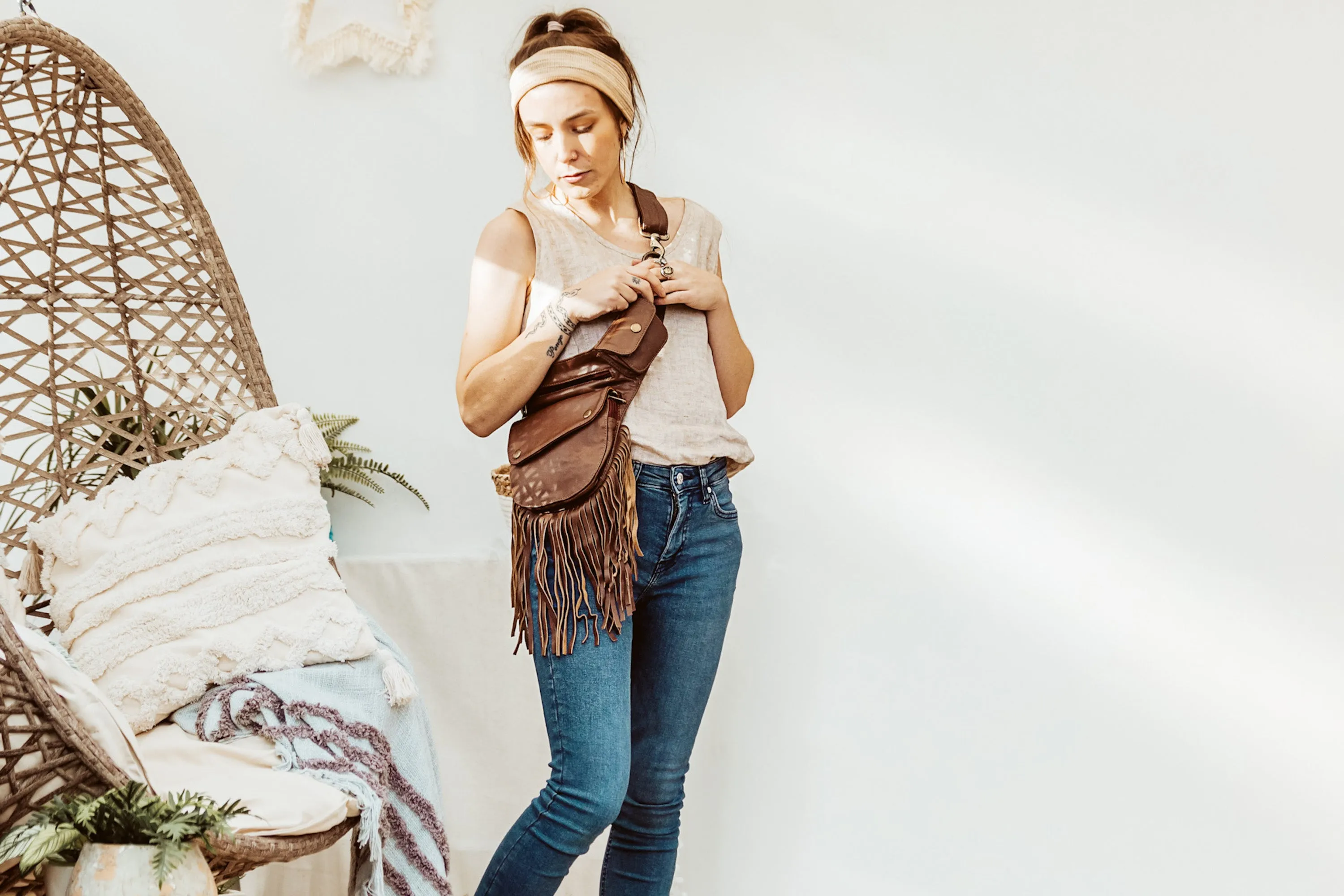 Leather Tassel Belt - Cinnamon