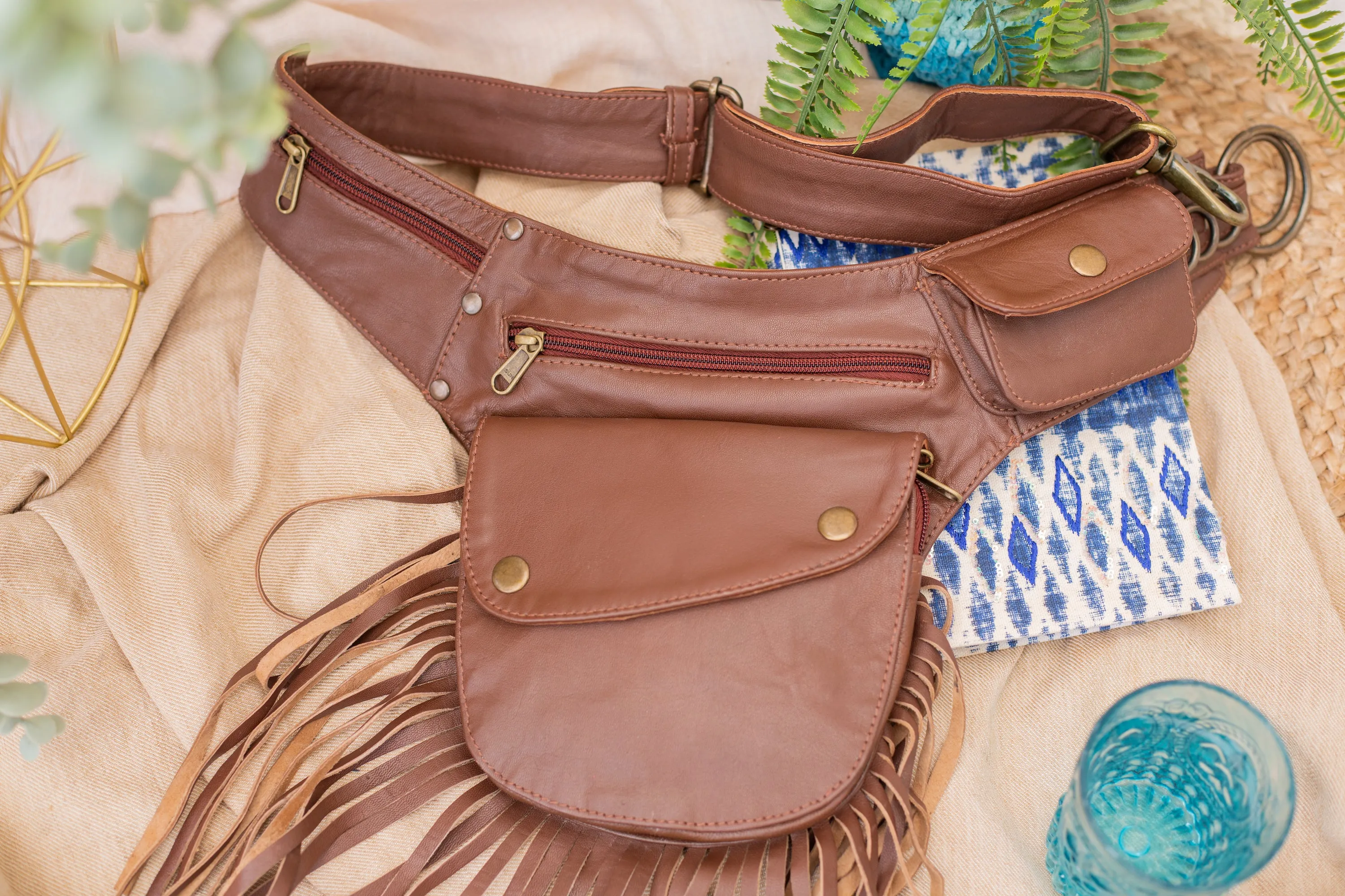 Leather Tassel Belt - Cinnamon
