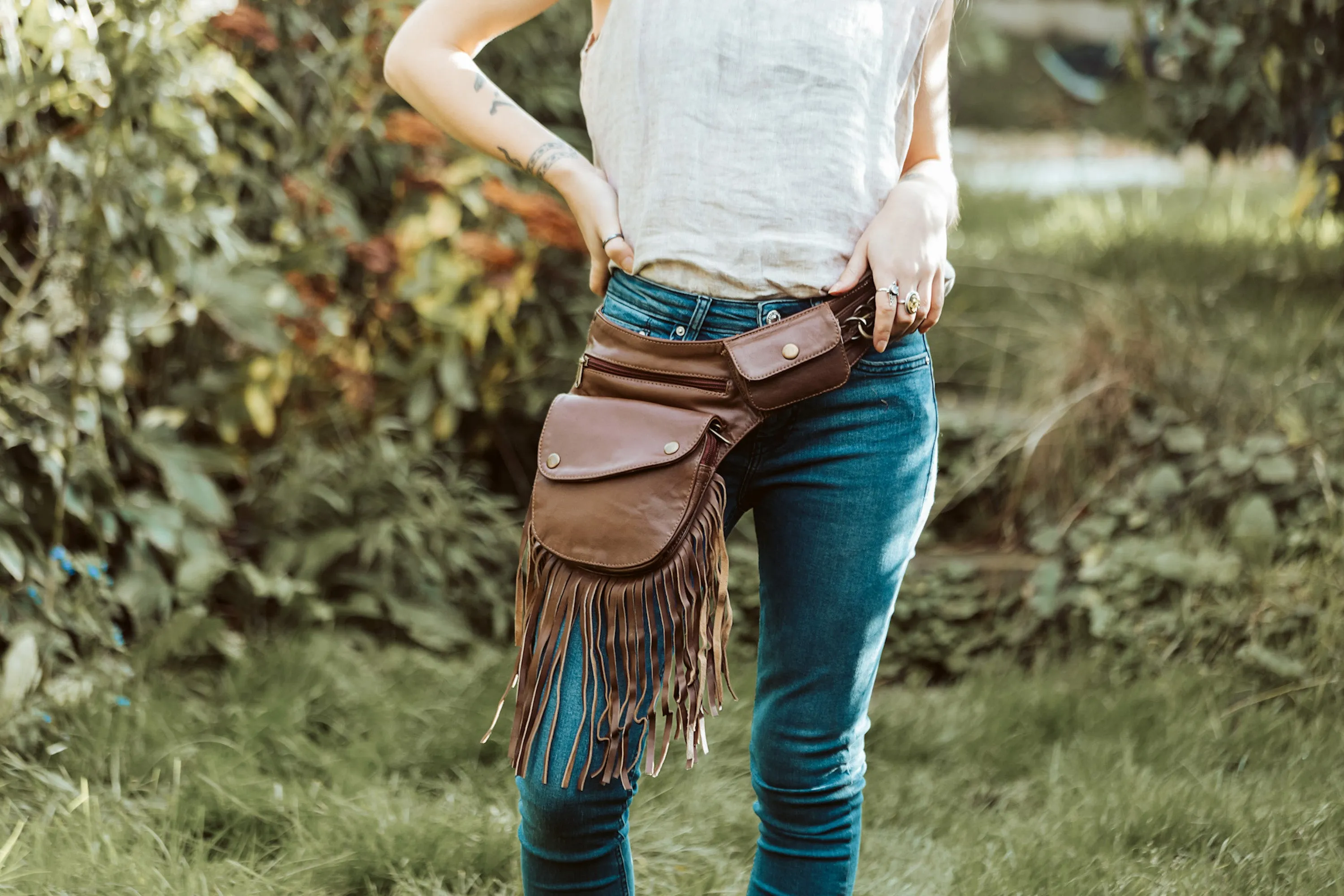 Leather Tassel Belt - Cinnamon