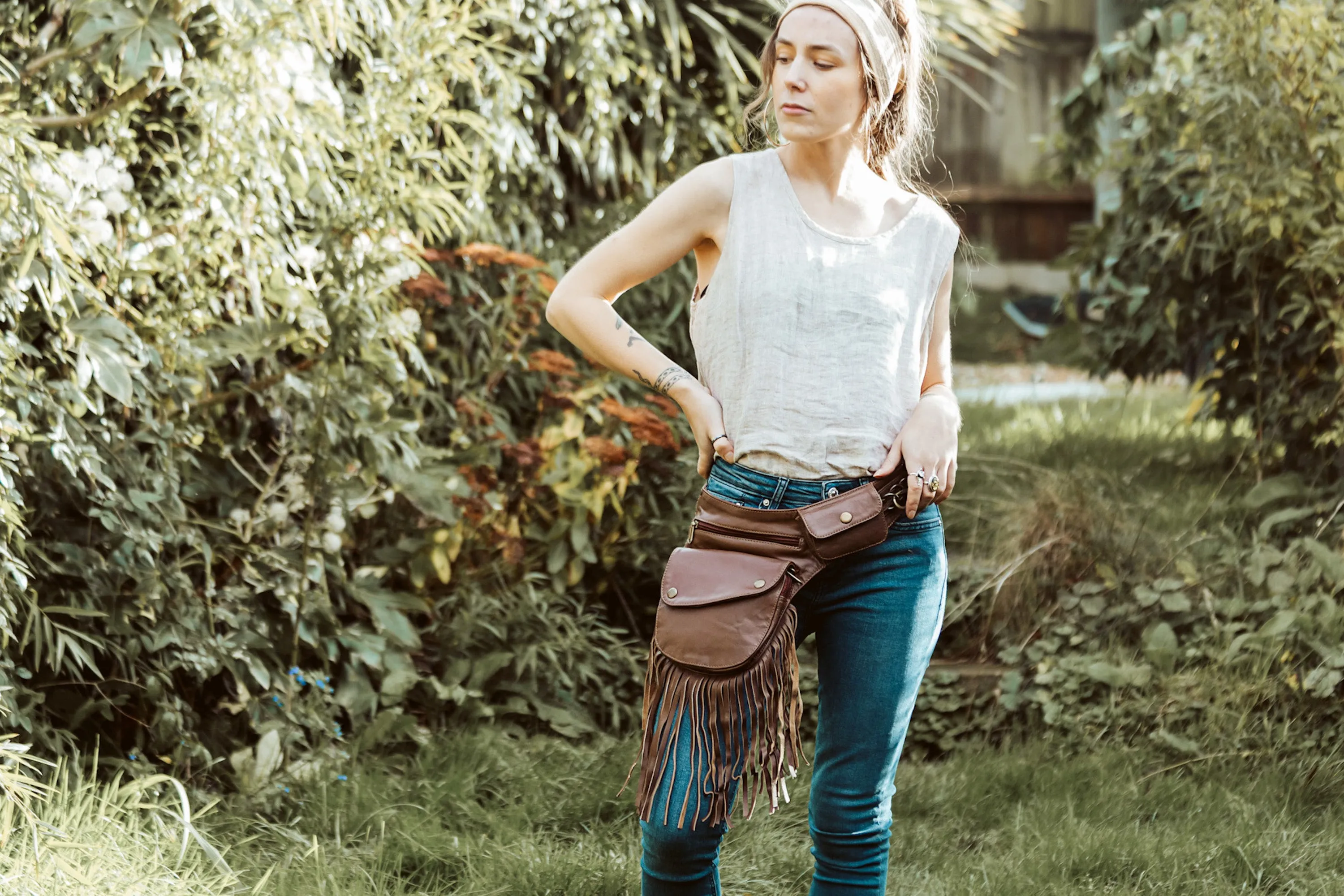 Leather Tassel Belt - Cinnamon