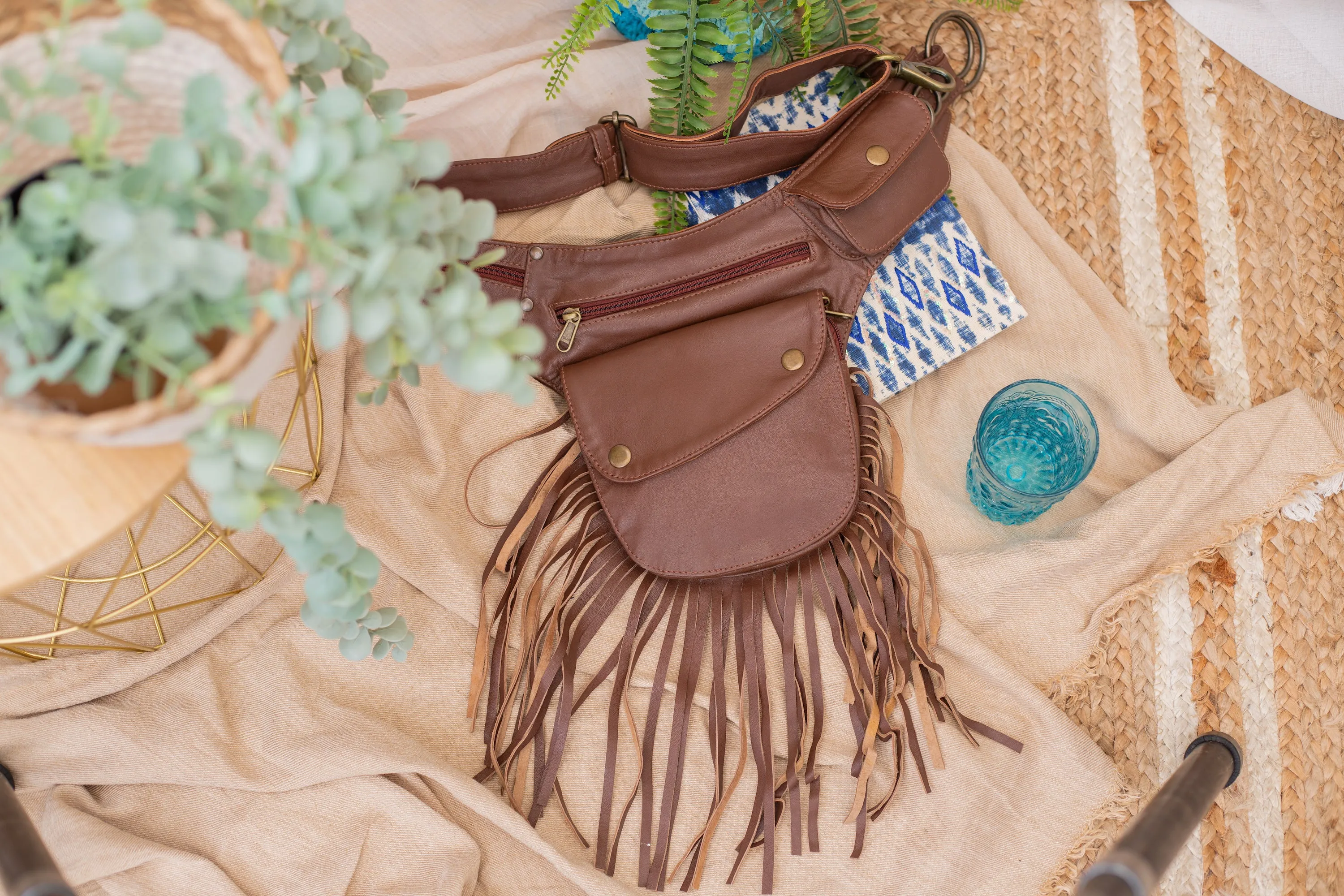 Leather Tassel Belt - Cinnamon