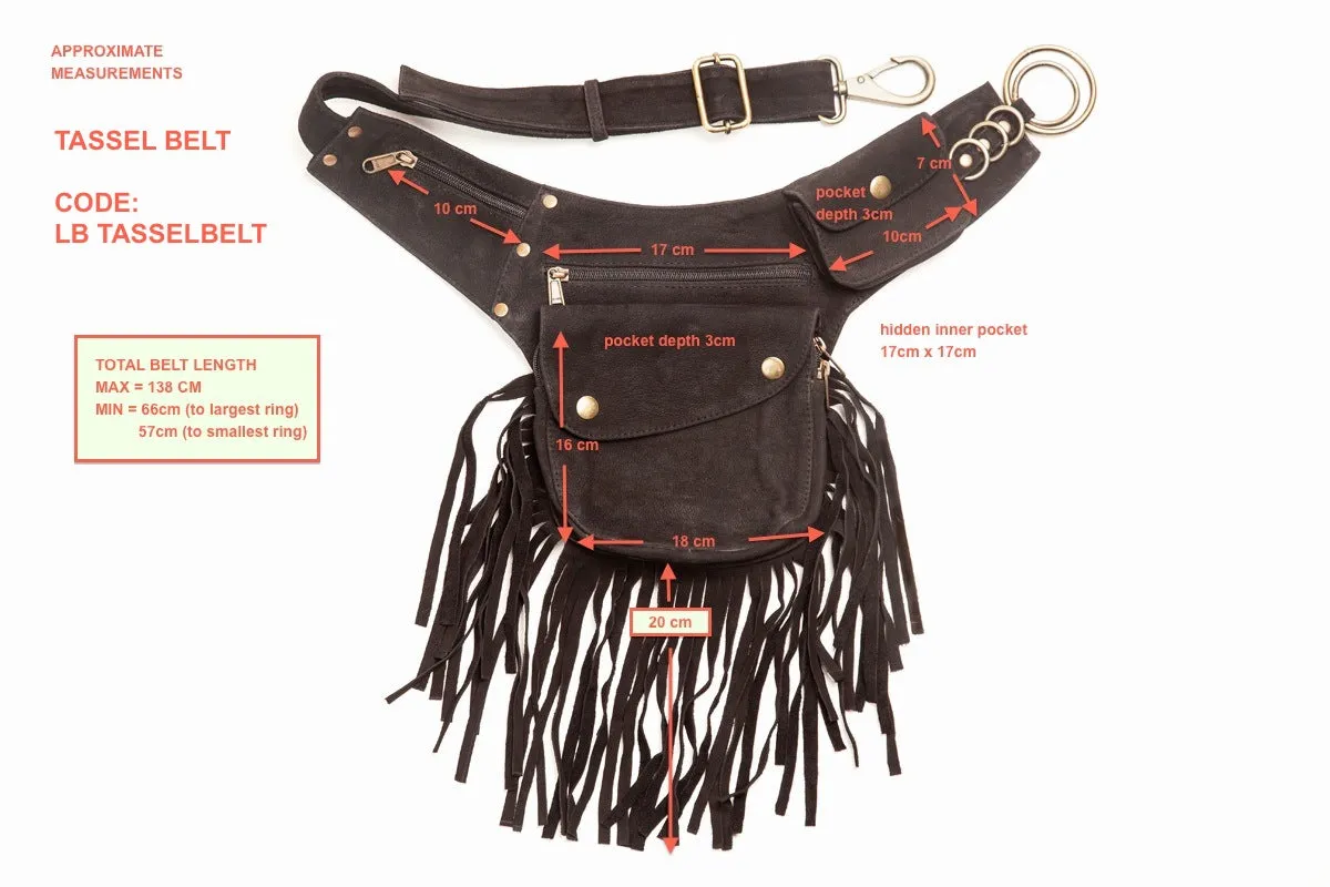 Leather Tassel Belt - Maple