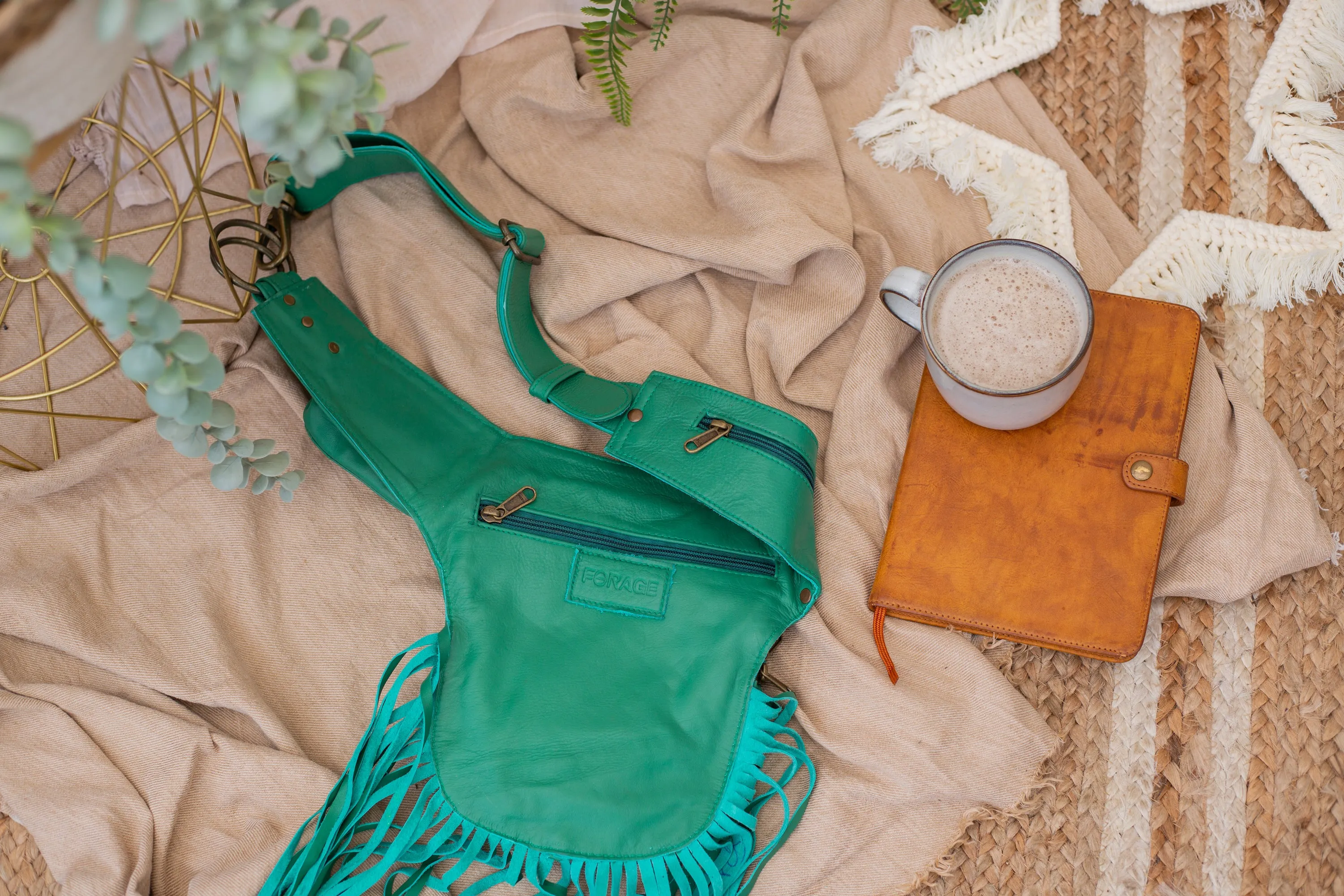 Leather Tassel Belt - Mint Julep