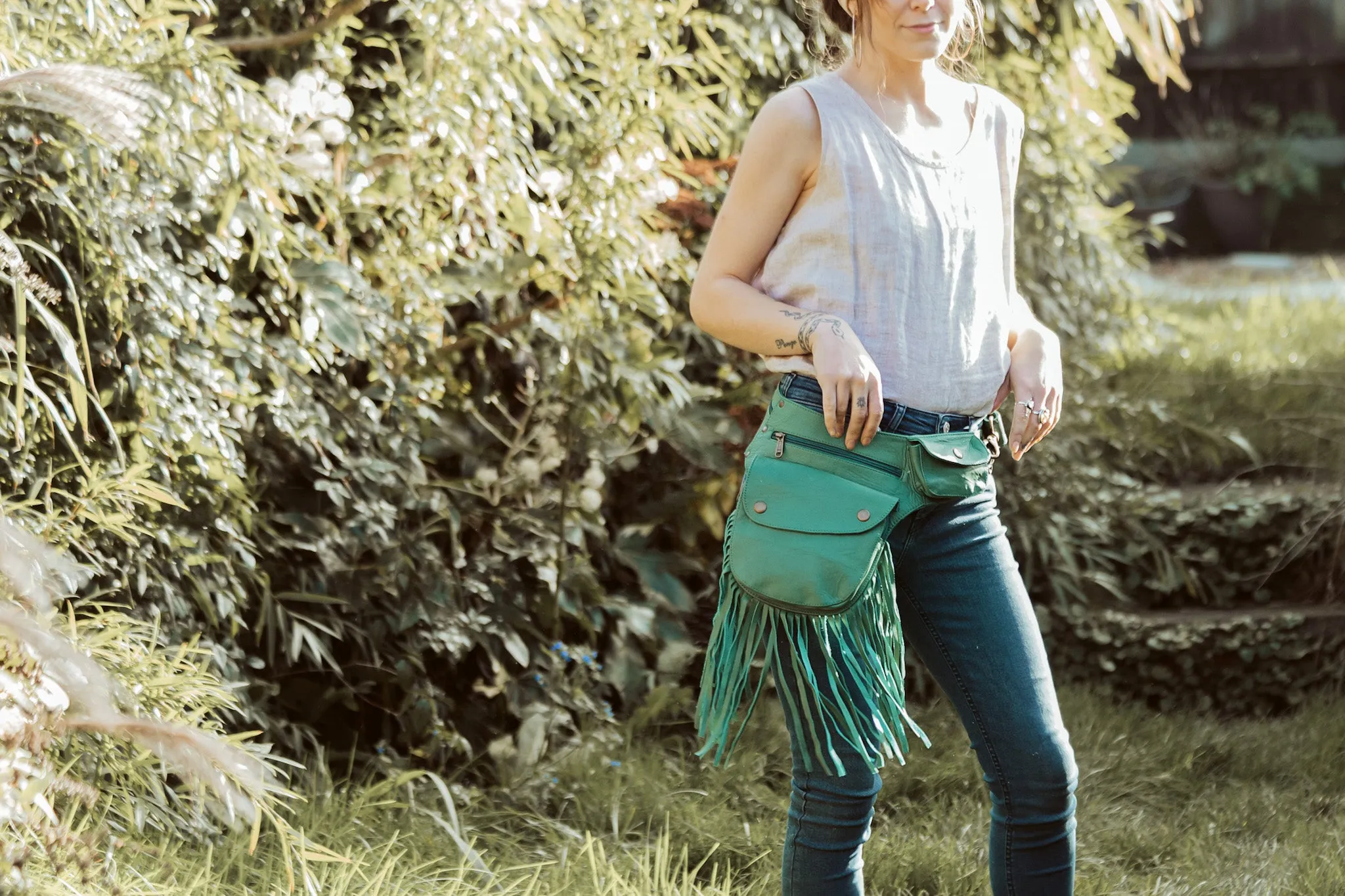 Leather Tassel Belt - Mint Julep