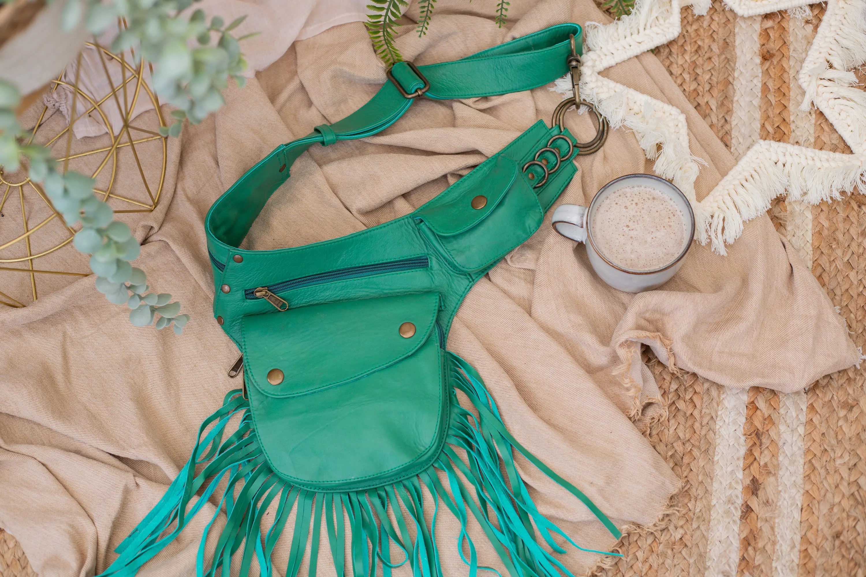 Leather Tassel Belt - Mint Julep