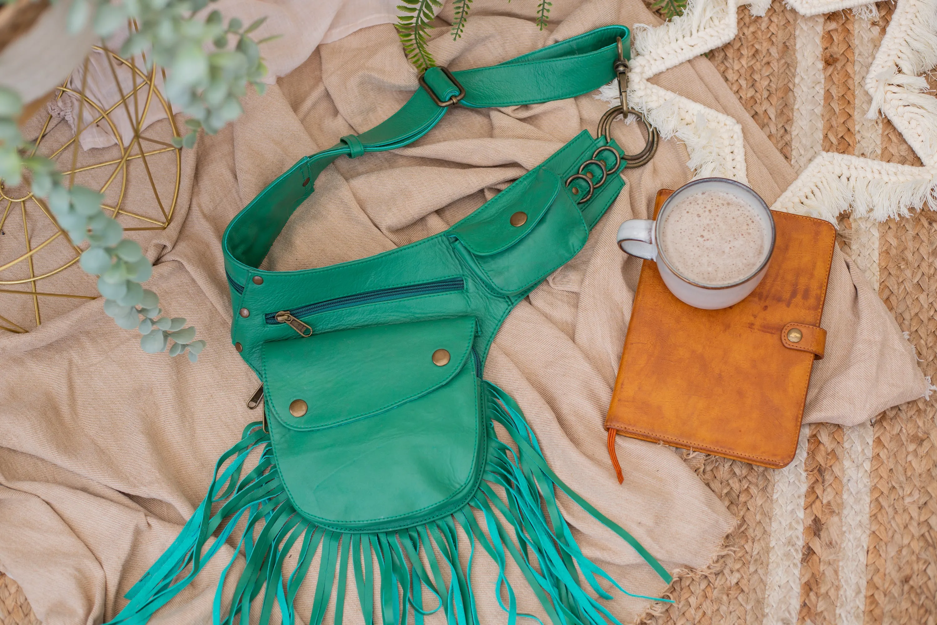 Leather Tassel Belt - Mint Julep