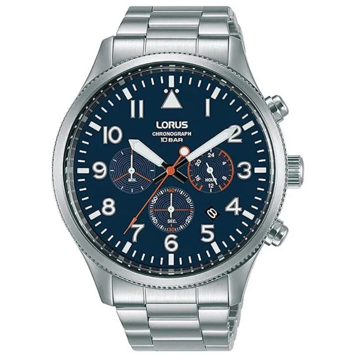 Lorus Men's Chronograph Watch with Date, Stainless Steel Bracelet & Blue Dial RT365JX9