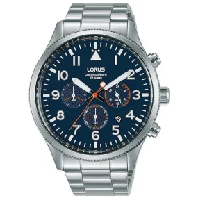 Lorus Men's Chronograph Watch with Date, Stainless Steel Bracelet & Blue Dial RT365JX9