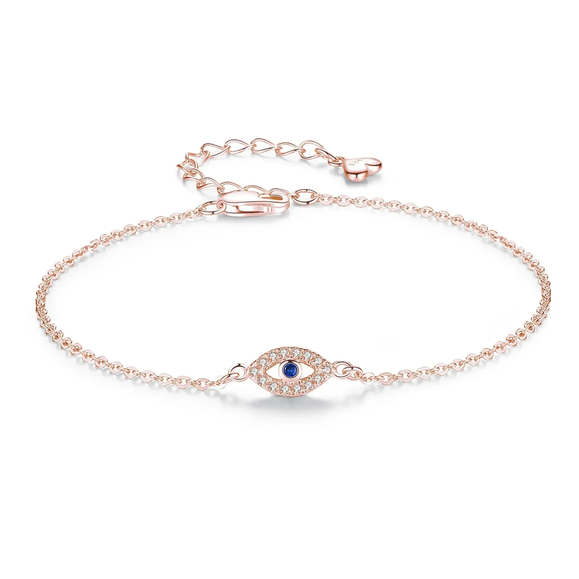 Lovely Crystal Lucky Evil Eye 925 Sterling Silver Bracelets for Women Blue Stone Adjustable Fine Jewelry Accessories