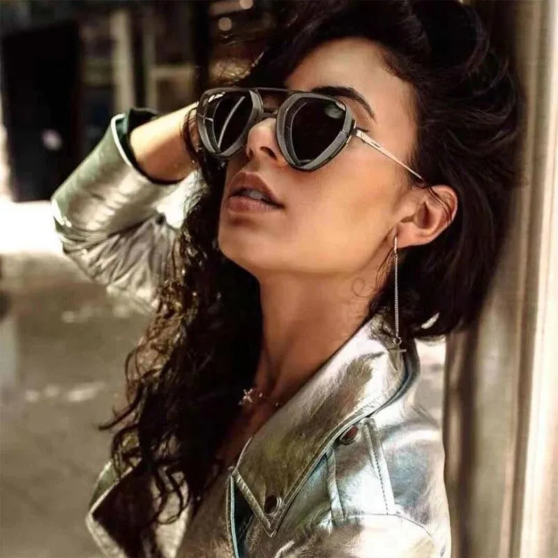Marc Jacobs Unique Steampunk Lens Retro Brown Color Metal Frame Sunglasses UV 400 protection Anti Eyestrain High Quality Sunglass For Men's And Women's MJ-UV-401
