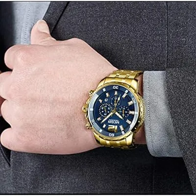 Megir Mens Gold Stainless Steel Quartz Watch S2545960