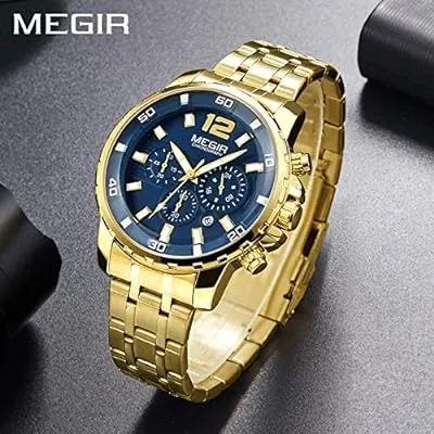 Megir Mens Gold Stainless Steel Quartz Watch S2545960