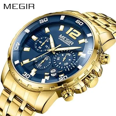 Megir Mens Gold Stainless Steel Quartz Watch S2545960