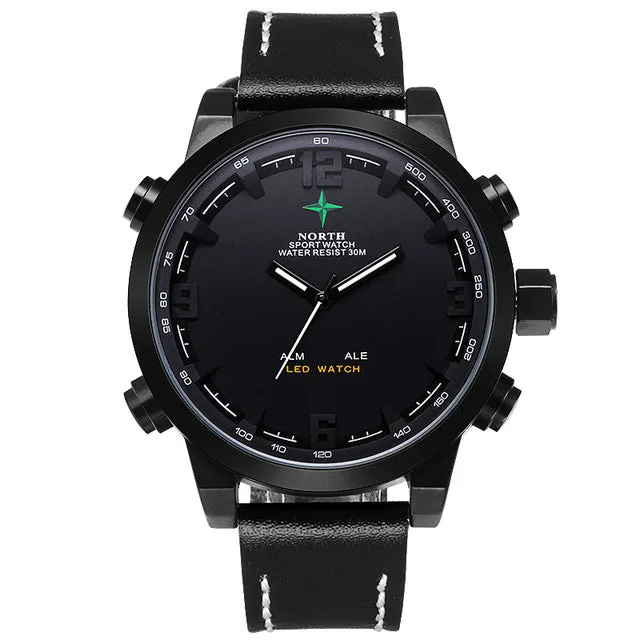 Men Led Digital Watch Military Male Sports Watch Analog Digital-watch LED Stainless Steel Outdoor Quartz Men Watches 2017 Whatch